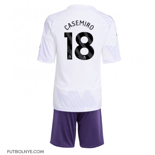 Camiseta Manchester United Casemiro #18 Visitante Equipación para niños 2025-26 manga corta (+ pantalones cortos)